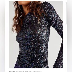 Gold Rush Long Sleeve Sequin Top BLK